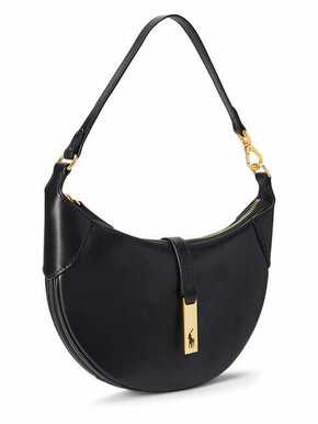 Usnjena torbica Polo Ralph Lauren črna barva - črna. Majhna torbica iz kolekcije Polo Ralph Lauren. Model na zapenjanje