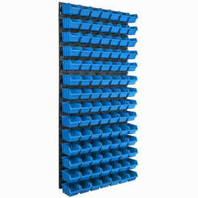 Botle Stenska plošča za orodje 58 x 117 cm z 98 kos Škatla viseče Modra škatle Sistem za shranjevanje