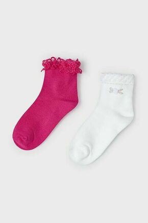 Otroške nogavice Mayoral 2-pack roza barva - roza. Nogavice iz kolekcije Mayoral. Model izdelan iz enobarvnega materiala. V kompletu sta dva para.