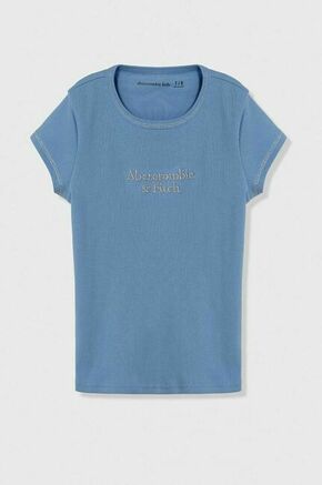 Otroška kratka majica Abercrombie &amp; Fitch - modra. Otroške kratka majica iz kolekcije Abercrombie &amp; Fitch. Model izdelan iz izjemno udobne pletenine. Model iz mehke in na otip prijetne tkanine.