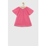 Otroška bombažna majica United Colors of Benetton roza barva - roza. Otroški bluza iz kolekcije United Colors of Benetton, izdelana iz enobarvne tkanine. Model iz izjemno udobne bombažne tkanine.