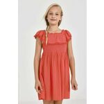 Otroška bombažna obleka Mayoral roza barva - roza. Otroška Lahkotna obleka iz kolekcije Mayoral. Nabran model izdelan iz enobarvne tkanine.