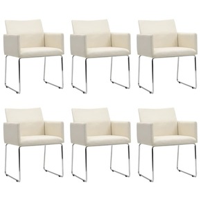 VidaXL Jedilni stoli 6 kosov videz platna belo blago