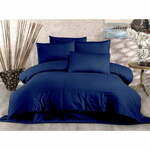 Temno modra posteljnina za zakonsko posteljo iz bombažnega satena 200x200 cm Lilyum – Mijolnir