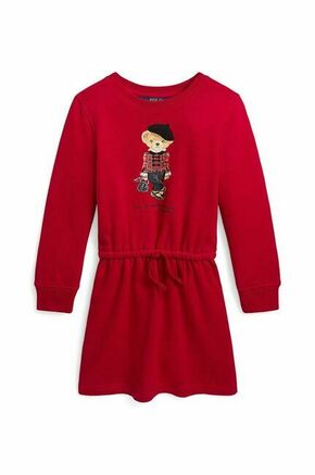 Otroška obleka Polo Ralph Lauren rdeča barva - rdeča. Otroški obleka iz kolekcije Polo Ralph Lauren. Nabran model