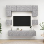 Komplet TV omaric 8-delni betonsko siva iverna plošča - vidaXL - Siva - 77,38 - 80 x 30 x 30 cm - vidaXL
