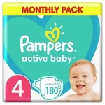 PAMPERS Active Baby 4 (9-14 kg) 180 kos Maxi mesečni paket - plenice za enkratno uporabo