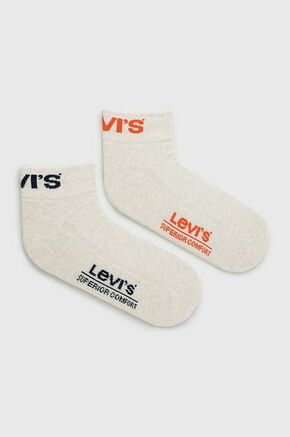 Nogavice Levi's 2-pack siva barva - siva. Kratke nogavice iz kolekcije Levi's. Model izdelan iz elastičnega materiala. V kompletu sta dva para.