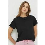Bombažna kratka majica Pinko ženski, črna barva - črna. Kratka majica iz kolekcije Pinko, izdelana iz tanke, elastične pletenine. Model iz zračne bombažne tkanine.