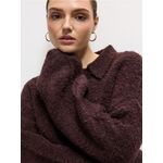 Pulover iz mešanice volne temno rjava AW 2025