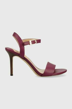 Usnjeni sandali Lauren Ralph Lauren Gwen vijolična barva