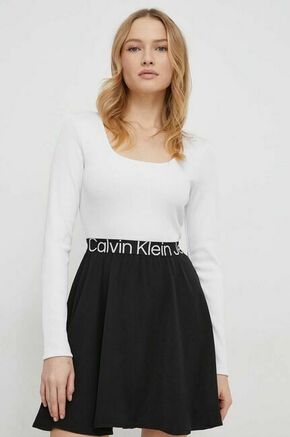 Obleka Calvin Klein Jeans bela barva - bela. Obleka iz kolekcije Calvin Klein Jeans. Model izdelan iz elastične pletenine. Model iz izjemno udobne