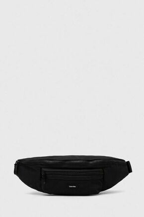 Torbica za okoli pasu Calvin Klein črna barva - črna. Pasna torbica iz kolekcije Calvin Klein. Model izdelan iz tekstilnega materiala.