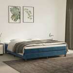 shumee Box spring postelja z vzmetnico temno modra 160x200 cm žamet