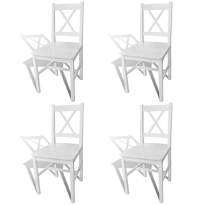 VidaXL 4 x beli leseni jedilni stoli