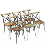 vidaXL Jedilni stol 6 kosov trdni predelani les 51x52x84 cm