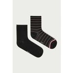 Tommy Hilfiger nogavice (2-pack) - črna. Visoke nogavice iz kolekcije Tommy Hilfiger. Model izdelan iz elastičnega, vzorčastega materiala. V kompletu sta dva para.