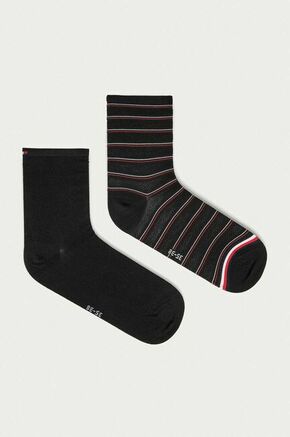 Tommy Hilfiger nogavice (2-pack) - črna. Visoke nogavice iz kolekcije Tommy Hilfiger. Model izdelan iz elastičnega