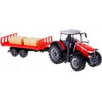 Kmetijski traktor Bburago 10 cm Messey Ferguson 8740S s prikolico za bale