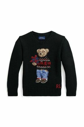 Otroški bombažen pulover Polo Ralph Lauren črna barva - črna. Otroške Pulover iz kolekcije Polo Ralph Lauren. Model z okroglim izrezom