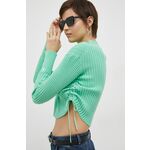 Bombažen pulover Calvin Klein Jeans zelena barva - zelena. Pulover iz kolekcije Calvin Klein Jeans. Model s polpuli ovratnikom, izdelan iz enobarvne pletenine. Izjemno udoben material.