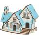 Woodcraft Lesena 3D sestavljanka Modra hiša