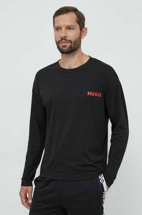 Majica z dolgimi rokavi lounge HUGO črna barva - črna. Majica z dolgimi rokavi iz kolekcije HUGO. Model izdelan iz tanke