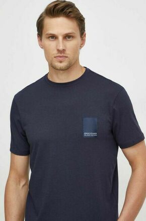 Bombažna kratka majica Armani Exchange moški - mornarsko modra. Kratka majica iz kolekcije Armani Exchange