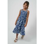 Otroška bombažna obleka Mayoral - modra. Otroški obleka iz kolekcije Mayoral. Raven model, izdelan iz vzorčaste pletenine.