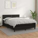 Greatstore Box spring postelja z vzmetnico črn 140x190 cm umetno usnje