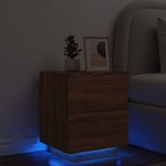 vidaXL Nočna omarica z LED lučkami rjavi hrast inženirski les