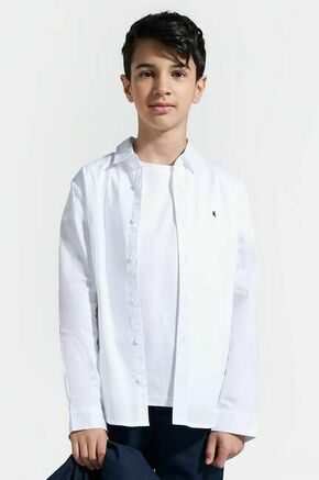 Otroška bombažna srajca Coccodrillo bela barva - bela. Otroški srajca iz kolekcije Coccodrillo. Model izdelan iz bombažnega materiala.