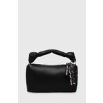 Usnjena torbica Karl Lagerfeld črna barva - črna. Srednje velika torbica iz kolekcije Karl Lagerfeld. na zapenjanje, model izdelan naravnega usnja.