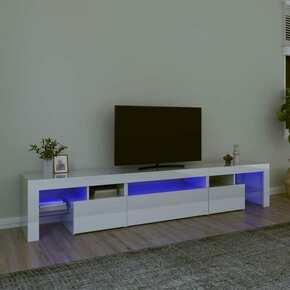 VidaXL TV omarica z LED lučkami visok sijaj bela 215x36