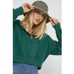 Bluza Hollister Co. ženska, zelena barva, - zelena. Mikica s kapuco iz kolekcije Hollister Co. Model z zapenjanjem na zadrgo izdelan iz tanke, rahlo elastične pletenine.