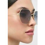 Sončna očala Gucci ženski, zlata barva - zlata. Sončna očala iz kolekcije Gucci. Model s toniranimi stekli in okvirji iz kombinacije kovine in plastike. Ima filter UV 400.
