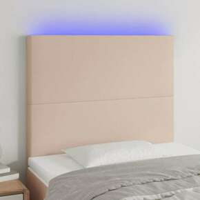 Vidaxl LED posteljno vzglavje kapučino 90x5x118/128 cm umetno usnje