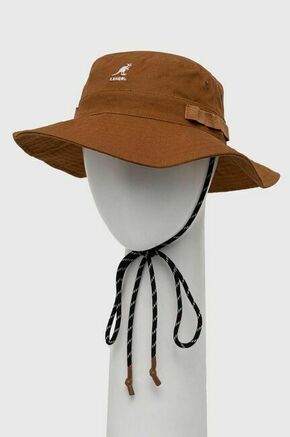Bombažni klobuk Kangol rjava barva - rjava. Klobuk iz kolekcije Kangol. Model z ozkim robom