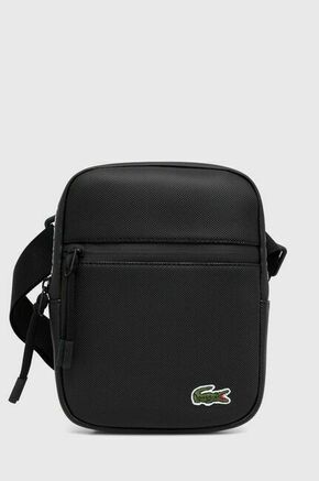 Torbica za okoli pasu Lacoste črna barva - črna. Majhna torbica za okoli pasu iz kolekcije Lacoste. Model na zapenjanje