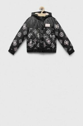 Otroška jakna Guess črna barva - črna. Otroški jakna iz kolekcije Guess. Podložen model