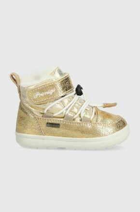 Otroški zimski škornji Primigi zlata barva - zlata. Zimski čevlji iz kolekcije Primigi. Podloženi model izdelan iz kombinacije imitacije semiša in tekstilnega materiala.