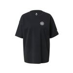 Bombažna kratka majica Converse črna barva - črna. Ohlapna kratka majica iz kolekcije Converse, izdelana iz tanke, elastične pletenine. Model iz izjemno udobne bombažne tkanine, ki je zračna.