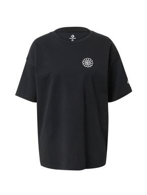 Bombažna kratka majica Converse črna barva - črna. Ohlapna kratka majica iz kolekcije Converse