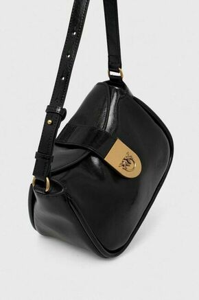 Usnjena torbica Pinko črna barva - črna. Majhna torbica iz kolekcije Pinko. Model na zapenjanje