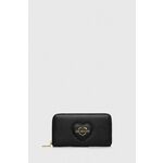 Denarnica Love Moschino ženski, črna barva - črna. Velika denarnica iz kolekcije Love Moschino. Model izdelan iz sintetičnega materiala. Model je enostaven za čiščenje in vzdrževanje.