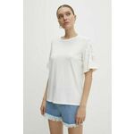 Kratka majica Answear Lab ženski, bela barva - bela. Kratka majica iz kolekcije Answear Lab, izdelana iz pletenine, prijetne na otip. Model iz izjemno udobne in zračne tkanine je idealen za toplejše letne čase.