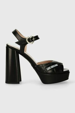Usnjeni sandali Love Moschino črna barva