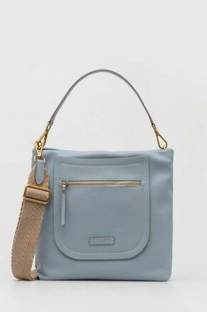 Usnjena torbica Gianni Chiarini - modra. Srednje velika torbica iz kolekcije Gianni Chiarini. Model na zapenjanje