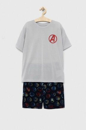 Otroška pižama GAP x Marvel siva barva - siva. Otroška pižama iz kolekcije GAP. Model izdelan iz elastične pletenine. Izjemno mehek material.