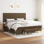 Box spring postelja z vzmetnico temno rjav 200x200 cm blago - vidaXL - Rjava - 96,68 - 200 x 200 cm - vidaXL